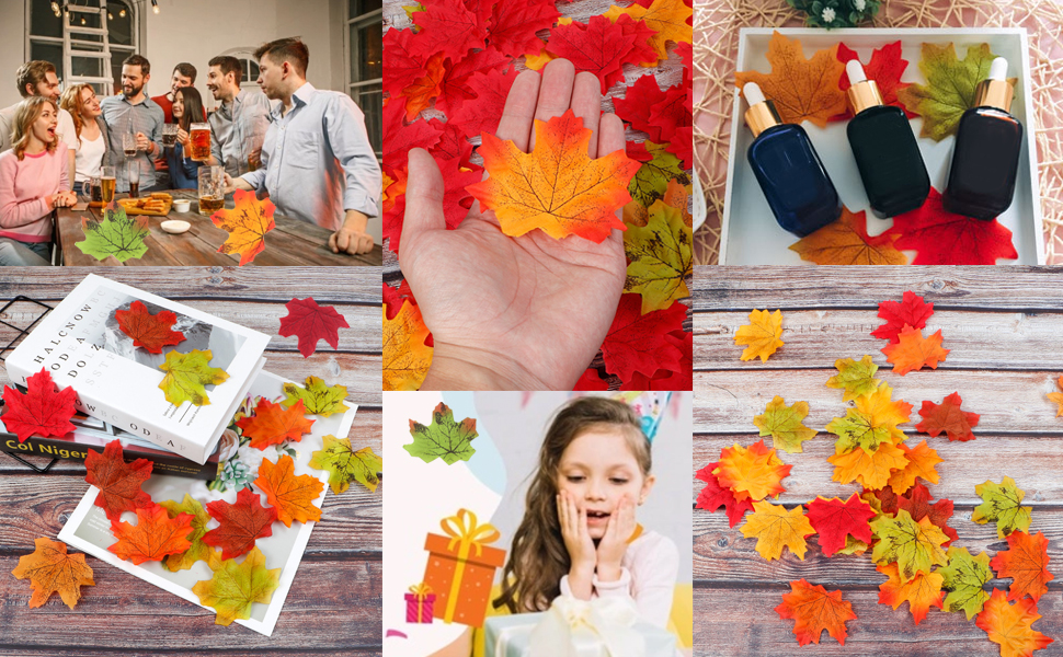 Ewanda store 500Pcs Artificial Maple Leaves Autumn Fall Leaves Bulk Faux Maple