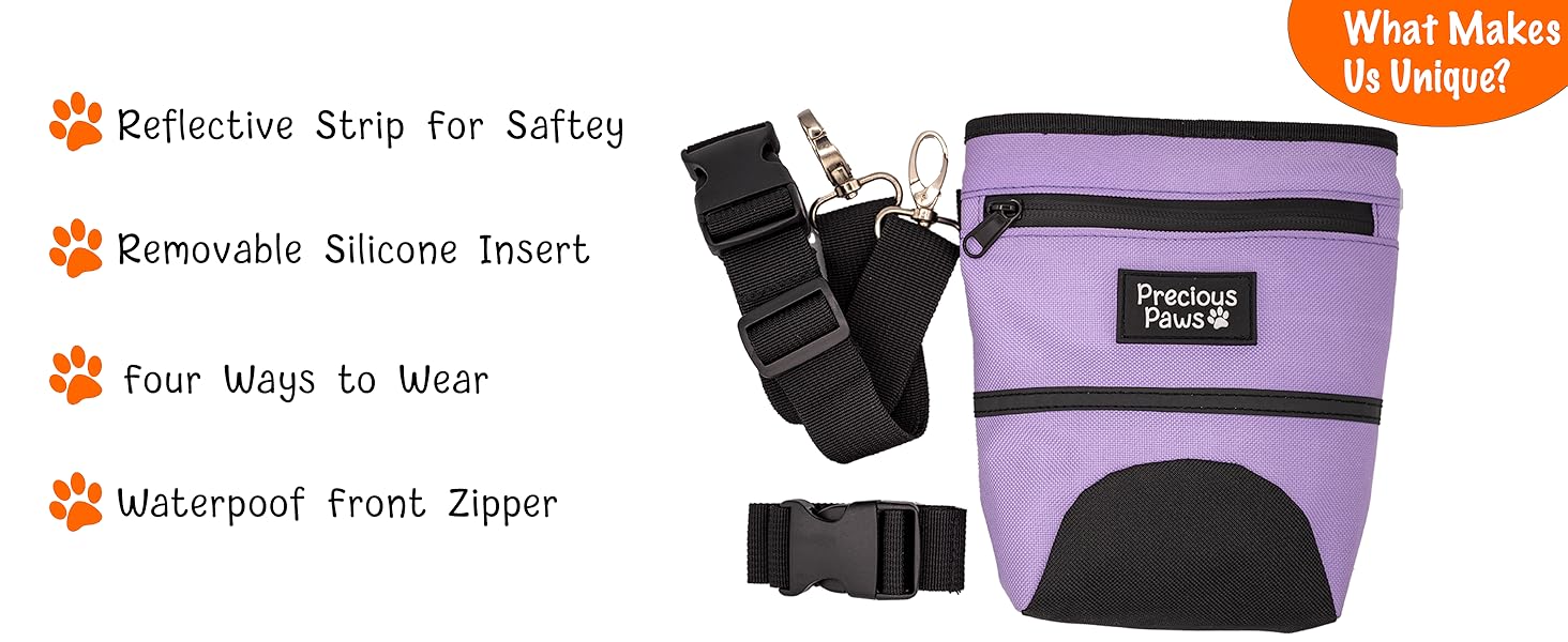 precious paws lavender dog treat training bag unique features