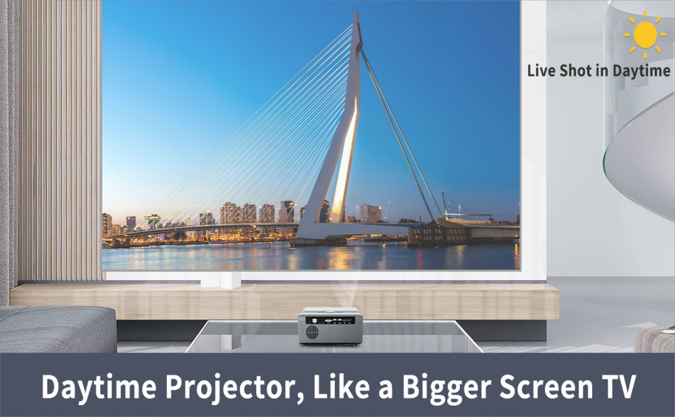 EUG Bright Smart Outdoor Projector 4K Daylight, 12,000LM