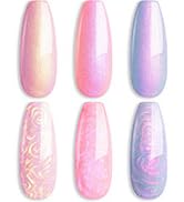 Shining She UV Nagellack Pearl Effect,5 Farben Meerjungfrau Pearl Rosa Weiß Grün Gel Nagellack Se...