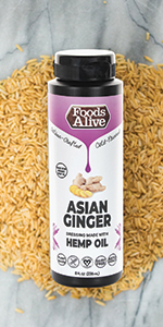 Asian Ginger Superfood Dressing, artisan cold-pressed hemp oil, black sesame oil