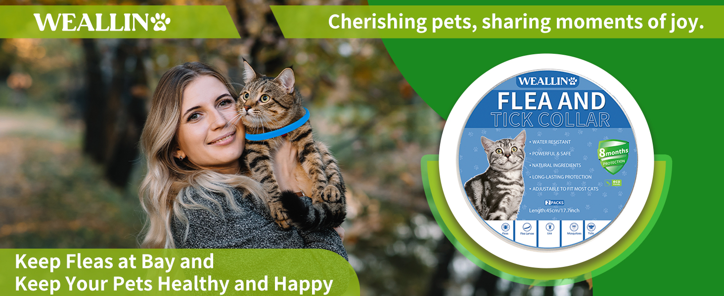 WEALLIN Flea Collar For Cats, Cat Flea and Tick Collar, Flea Treatment