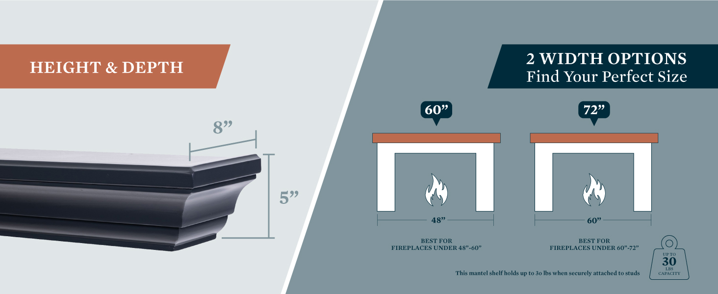 MANTELSDIRECT 72 Inch Floating Fireplace Mantel Wood Shelf