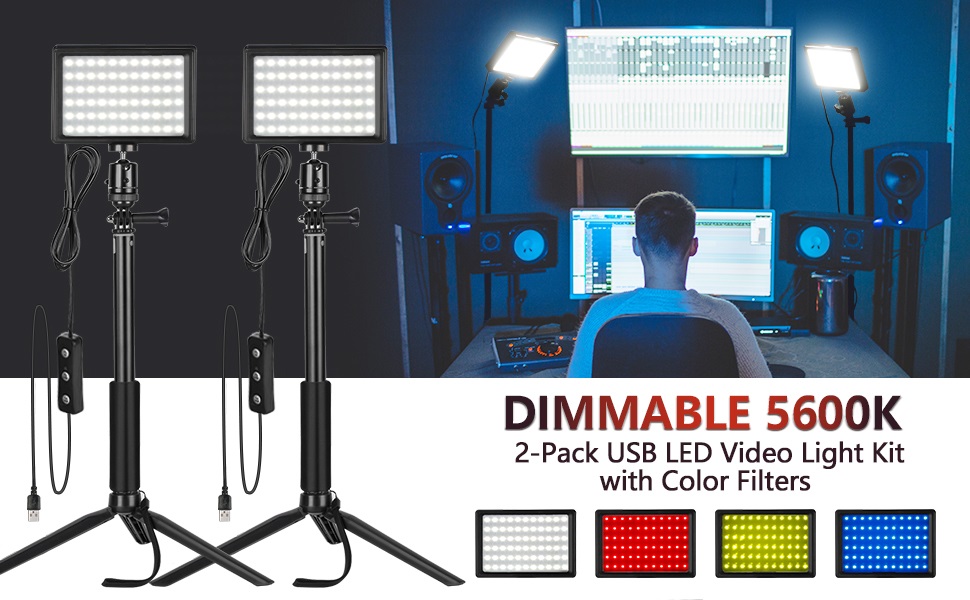 Neewer Dimmable 5600K USB LED Video Light with Pro Adjustable Tripod
