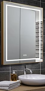 LEDミラー浴室鏡壁掛け洗面鏡 曇り止めかがみバスルームお風呂ミラー