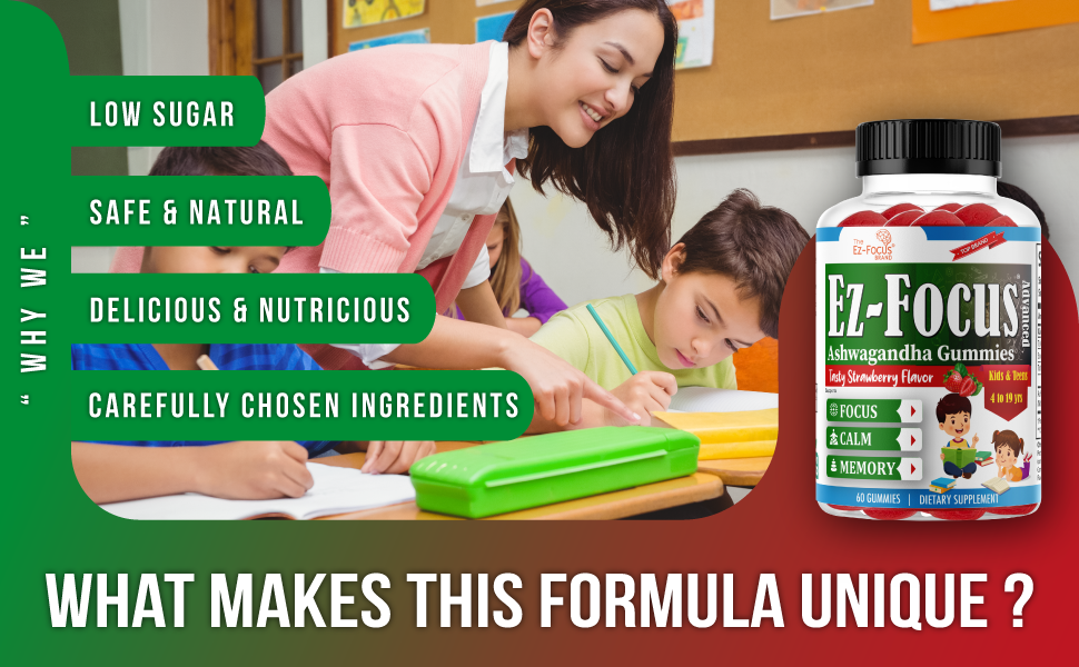 EzFocus Advance Ashwagandha Root Gummies for Kids & Teens
