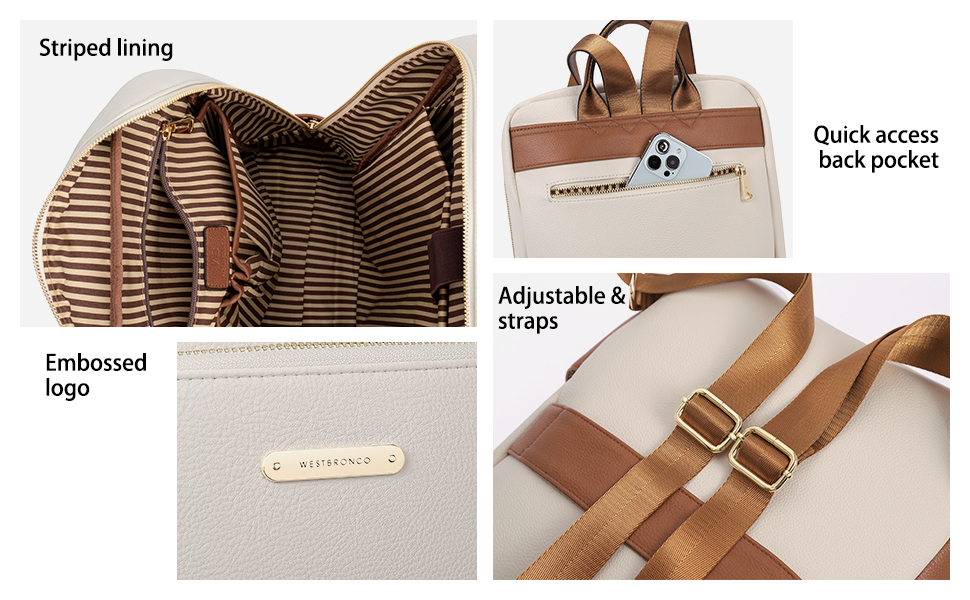 WESTBRONCO Leather Backpack Purse for Women 15.6 inch