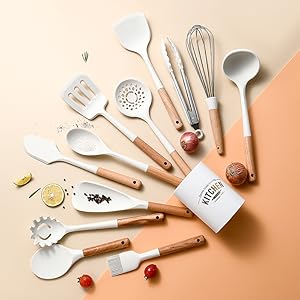 13件套装硅胶锅铲，勺子，漏勺，打蛋器等厨房工具