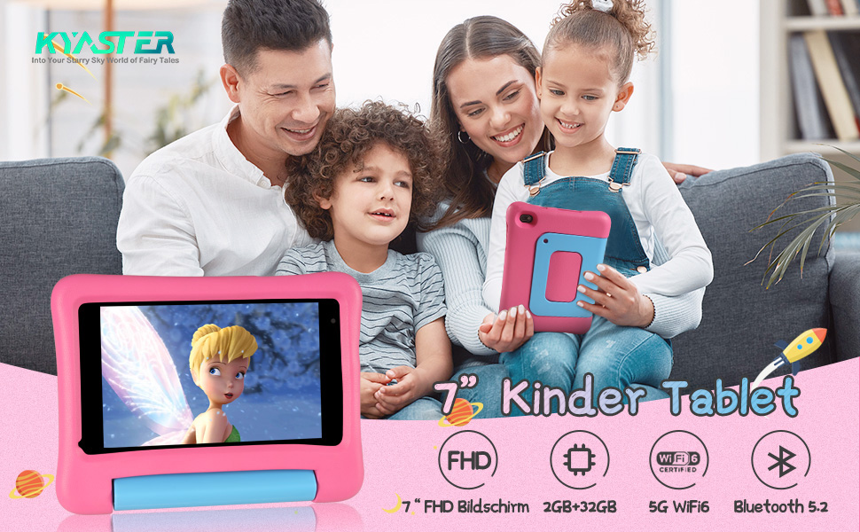 KYASTER Kinder Tablet, 7 Zoll 5G WiFi6 Android 12 Tablet für Kinder