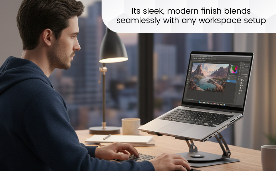 Z17 Portable Laptop Stand, Ergonomic Adjustable Alloy Laptop Riser, Foldable Stand, Height Adjustable, Anti-Slip Design, Lightweight, Ideal for Work, Study, and Travel 29 SPN-MX9E8
