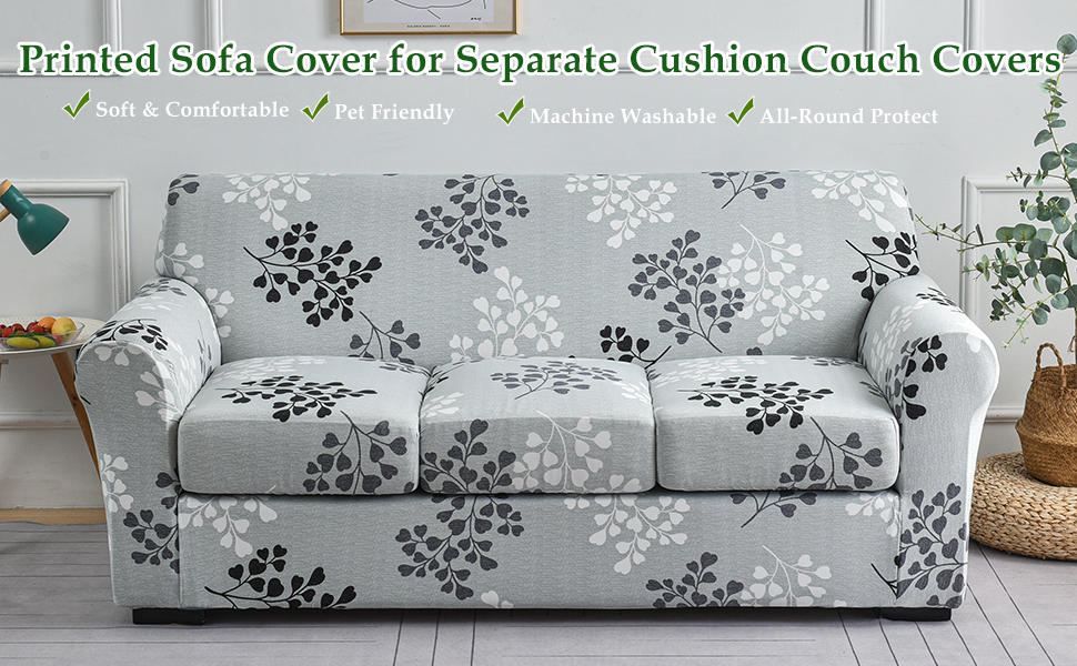 CRFATOP 4 Piece Couch Covers for 3 Cushion Couch Sofa