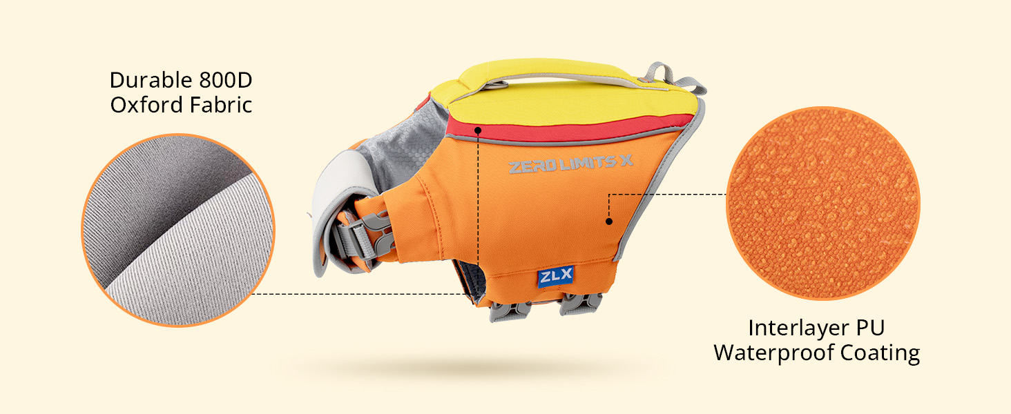 Dog Life Jacket Dog Life Vest High Flotation Dog Safety Vest for Swimming Boating