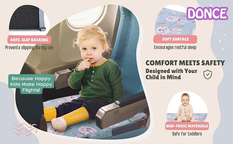 Travel Essentials for Kids: Kids airplane seat extender with quick and quiet installation process 