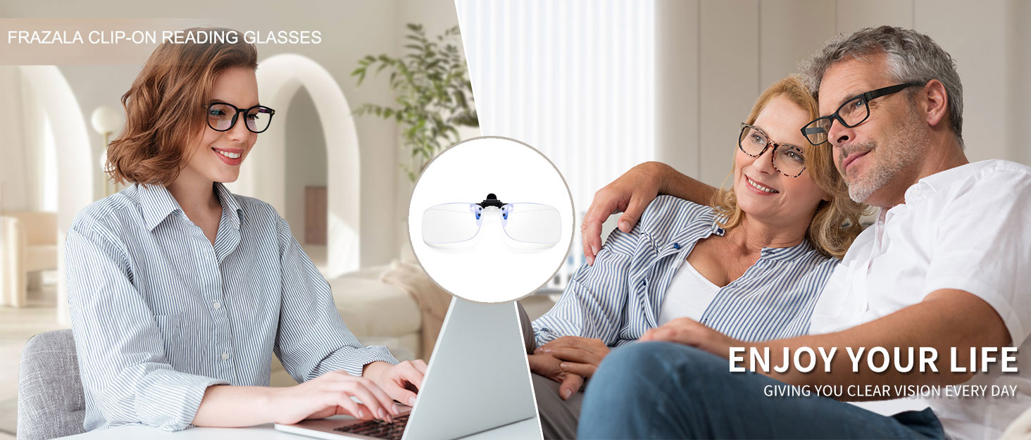 CLIP-ON READING GLASSES FOR MEN WOMEN