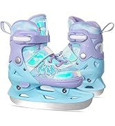 Nattork Adjustable Kids Ice Skates - 4 Size Adjustable Hockey Lace-Up Skates with Warm Plush Lini...
