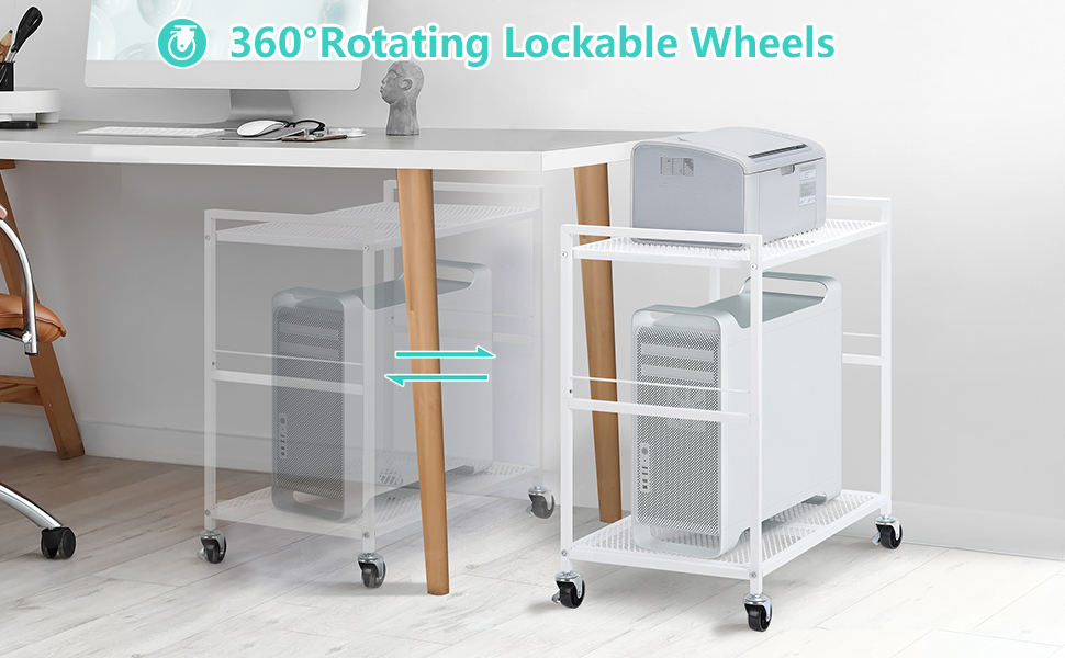 YBING Computer Tower Stand White PC Tower Stand 2 Tier CPU