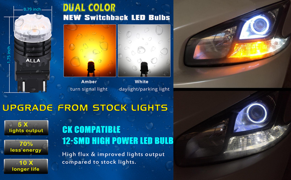 Alla Lighting 4257NA 4257 Switchback Bulbs LED Turn Signal Lights Super