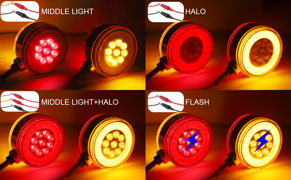 RACBOX 4 Inch Round Double Face Halo LED Pedestal Fender