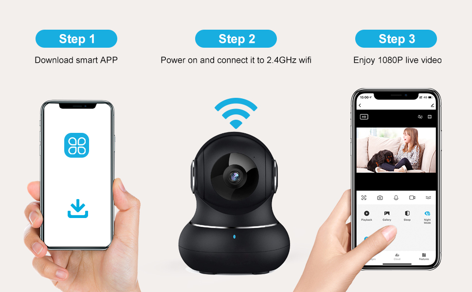 litokam Little elf Camera 2 Pack, Pet Camera with 360° Motion Tracking