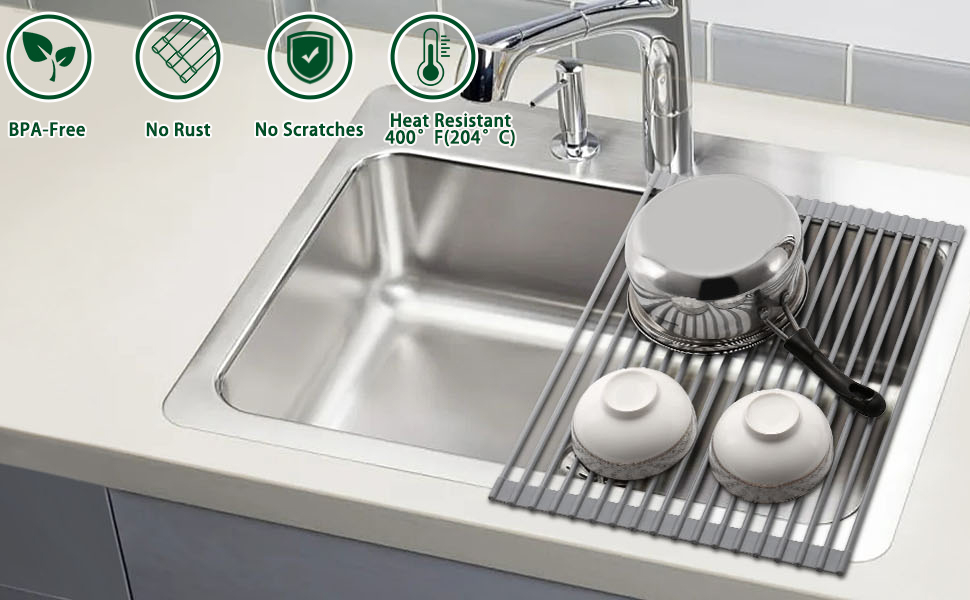 HANZENMA Roll Up Dish Drying Rack Over The Sink Kitchen