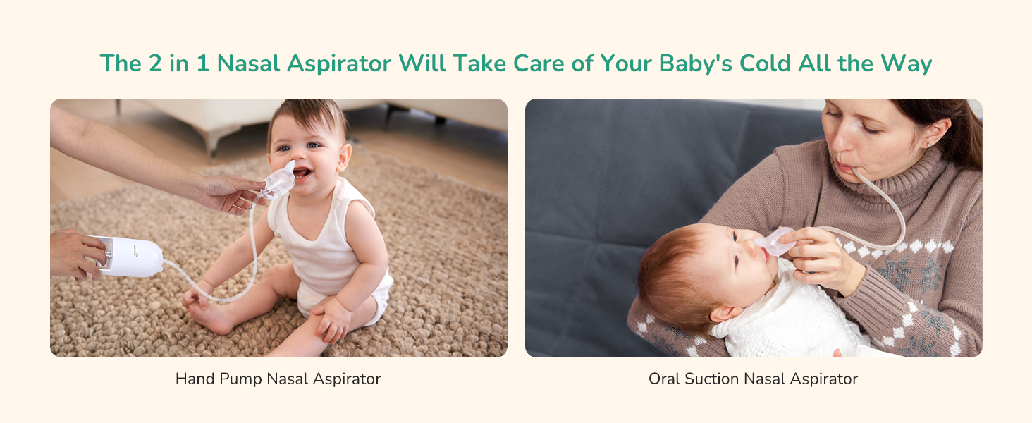 GROWNSY Nasal Aspirator for Baby, Hand Pump ＆ Oral Suction