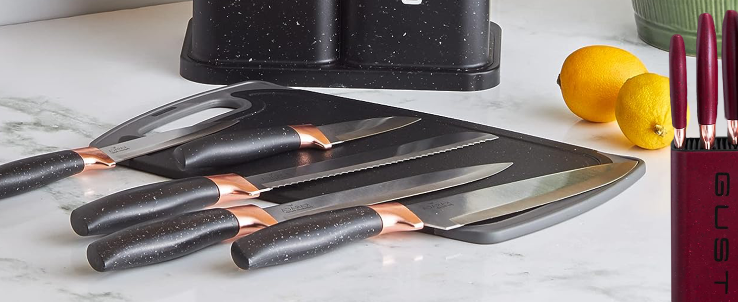 block chopping kitchen knife set sharp slicing stainless steel utensil cutting carving peeler food