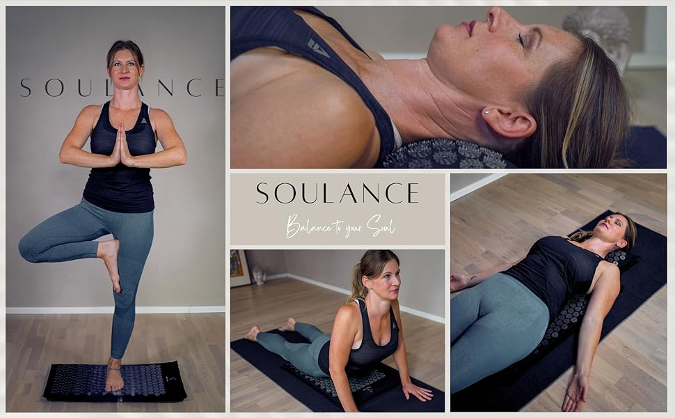 Soulance Akupressurmatte Shaktimat Akupressmatte mit Kissen Rückenschmerzen Nackenschmerzen 