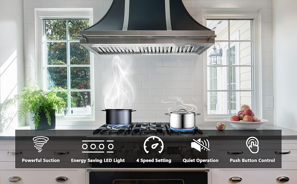 36inch Range Hood Insert with Inline Remote Blower, CT