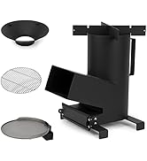 Onlyfire Camping Rocket Stove Portable Wood Burning Stove With Cooking Grate, Griddle and Grease ...