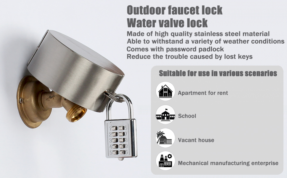 Outdoor Faucet Lock, Stainless Steel Water Spigot Lock, Water Valve