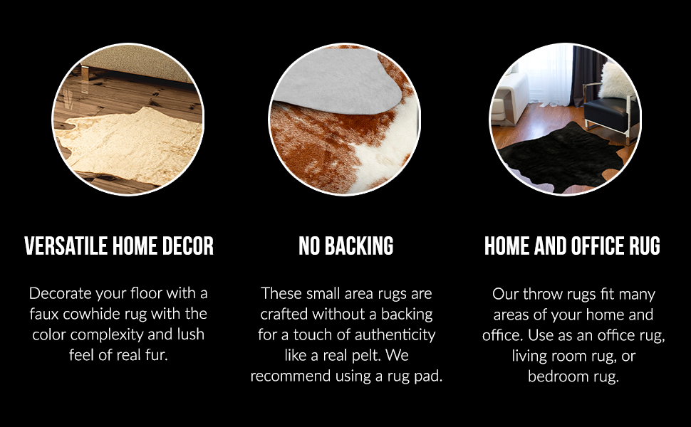 Luxe Faux Cowhide Rug for Rustic and Western Decor Low