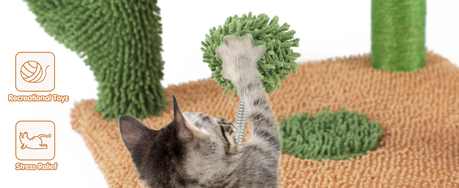 Couner Cat Tree Tower,34 Inch Tall Cactus Cat Scratching