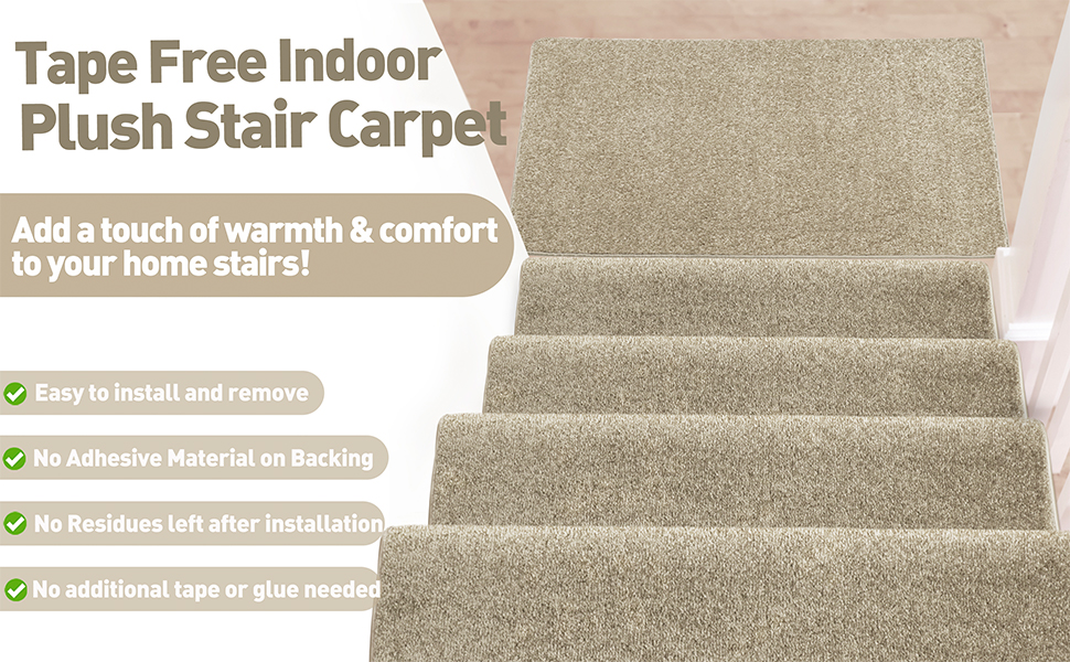 Cream Grey Carpet Stair Tread