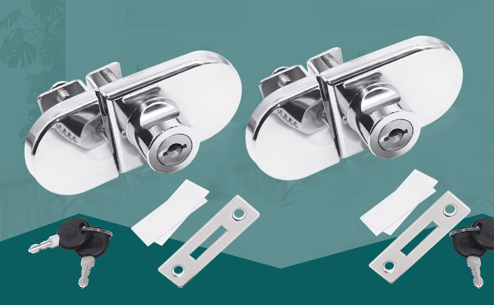 2 Pack Double Glass Showcase Lock Double Door Single Open Wine Lock for