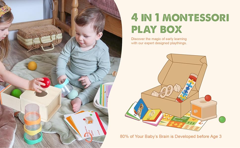 Tiny Land Montessori Toys for Babies 612 Months4in1 Wooden Learning Educational