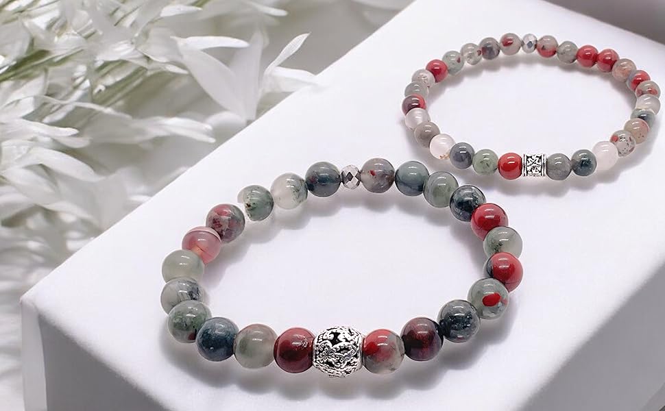 Steinfixx Armband Handmade Drachenblutstein afrikanisch blutstein Perlen Vintage Swift Naturstein
