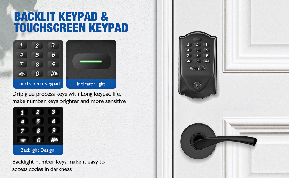 Welsdolk Keyless Entry Door Lock Deadbolt, Electronic Keypad Code