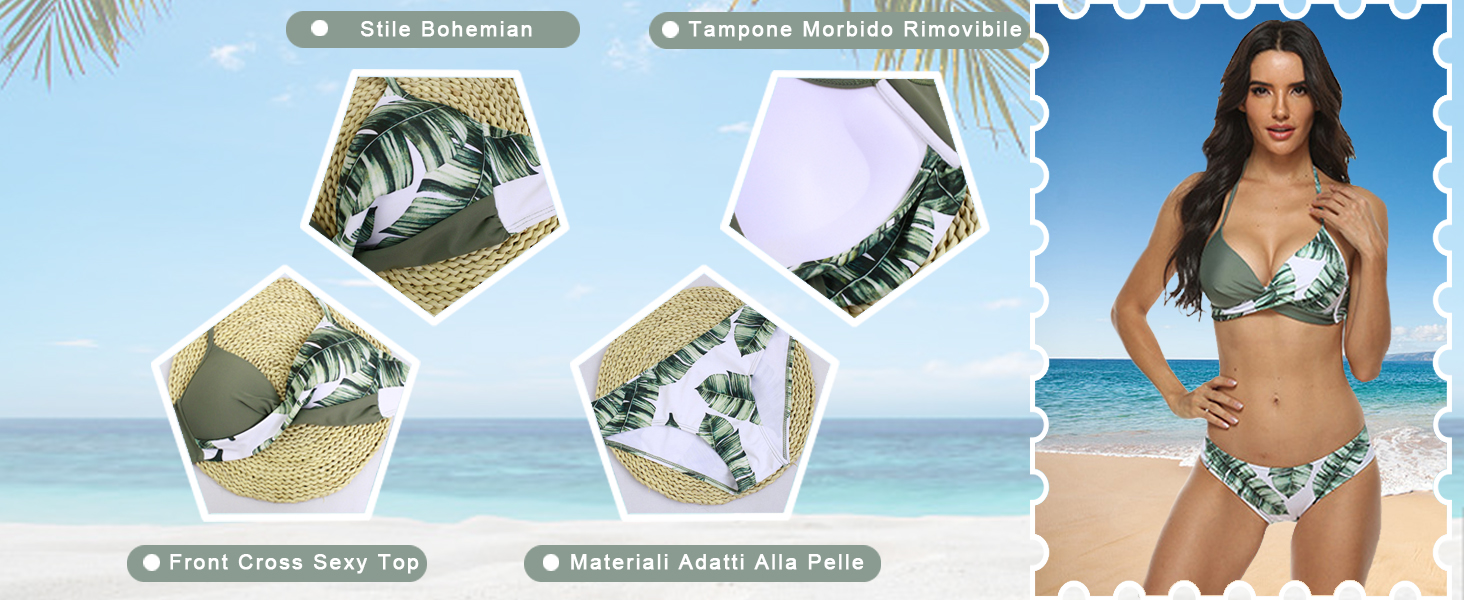 Donna Costume da Bagno Push Up Imbottito Reggiseno Bikini Due Pezzi Bikini Sexy Spiaggia