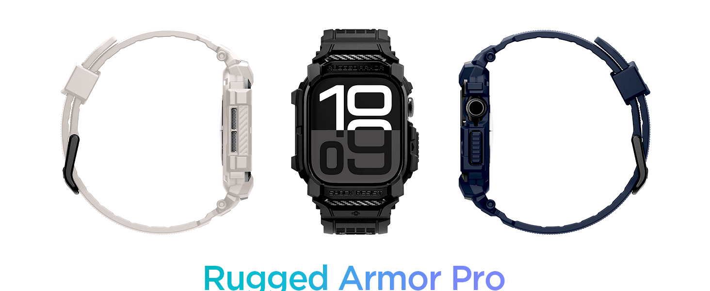 Spigen Rugged Armor Pro case with band for Apple Watch 46mm Series 10. Rugged around the clock