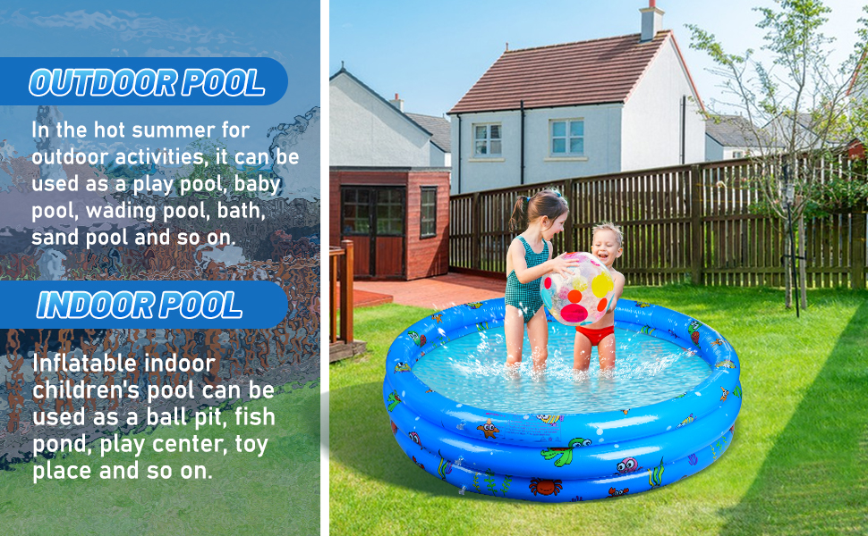 Inflatable Kiddie Pool, Big Ball Pit Pool,Sand Pit Pool, 3 Rings Round