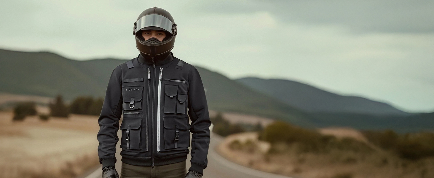 RIDEIRON Motorcycle Jacket with CE Armor, 3in1 Riding