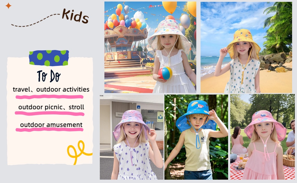 Kids Summer Sun Hat with Neck Flap