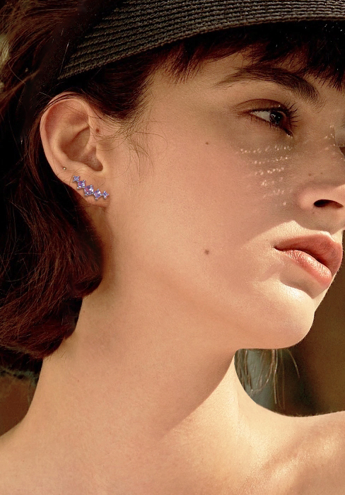 Ear Crawler Stud Earrings Gold Cuff Climber Earrings Small Flat Back Studs Jewelry for Women