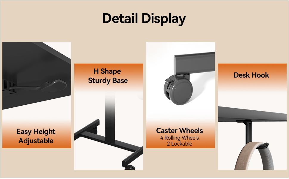 table height adjustable standing sit down desk computer side bed laptop wheels mobile portable small
