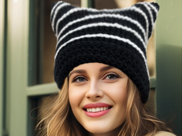 Crochet Cat Hat for Women Grunge Accessories Cat Ear Beanie