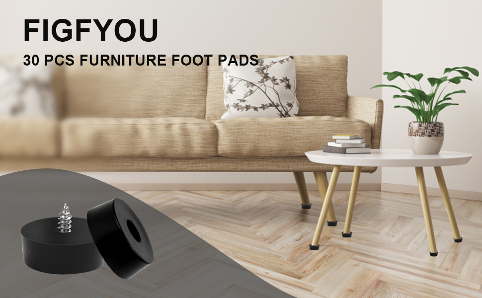 FIGFYOU 30Pcs Round Black Rubber Feet, 1" Rubber Bumper Feet with