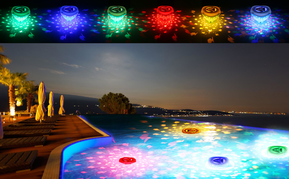 COAOD Swimming Pool Floating Lights, Submersible Light Show with 4