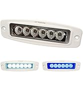 Wave One Marine | Dual Color | LED Marine Flush Mount Spreader Light | Boat Deck Flood Beam | Sta...