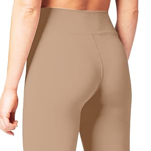 Close-up of a person wearing nude-colored high-waisted shapewear or compression garment, focusing on the lower back and hip area.