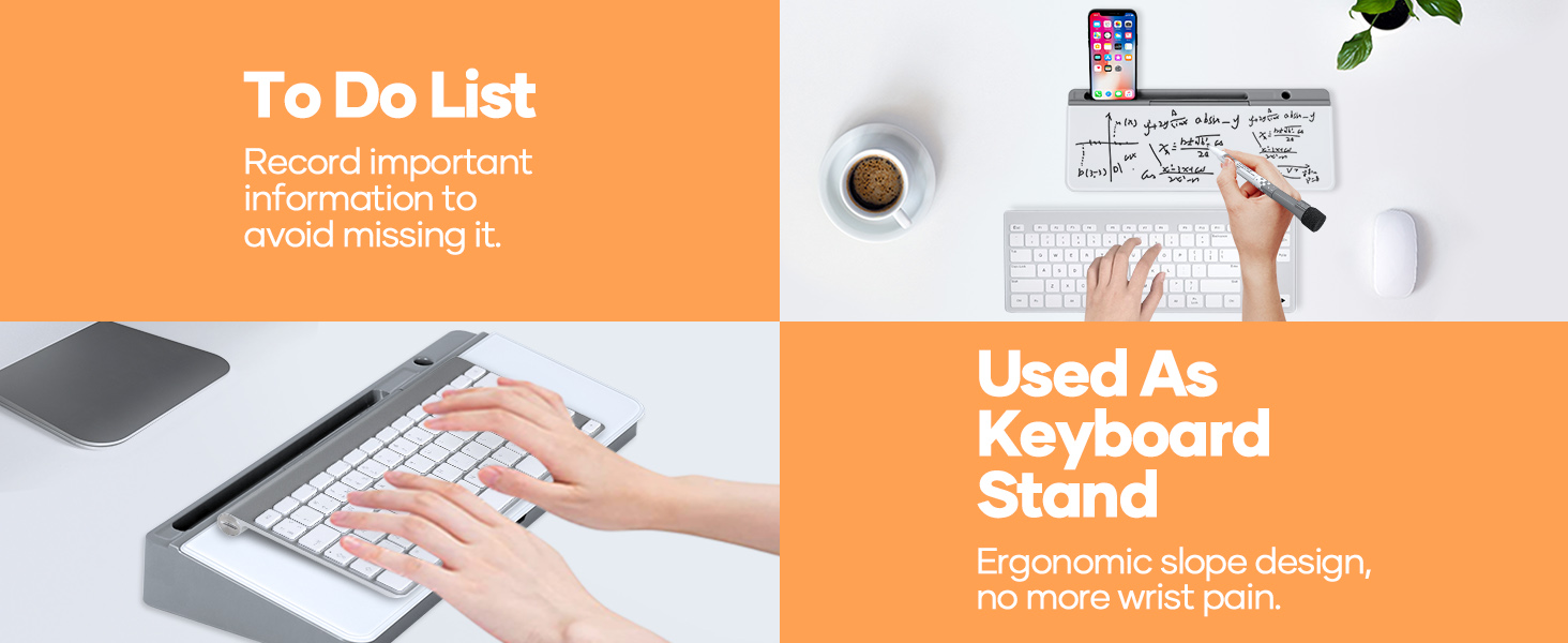 Sunexinlo Desktop Whiteboard, 16" x 6" Glass White Board